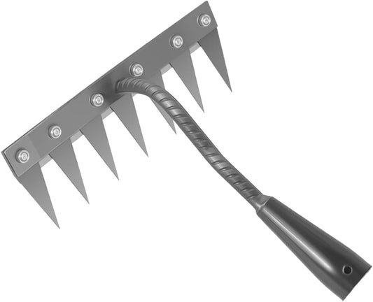 Iron Weeding Rake 2.0, New 5/6/7/8 Garden Weeder Rakes, Heavy Duty Yard Rake Hand Weeder Puller Tool for Efficient Weed Removal, Soil Cultivation, and Lawn Care, Without Stick (7 Teeth)