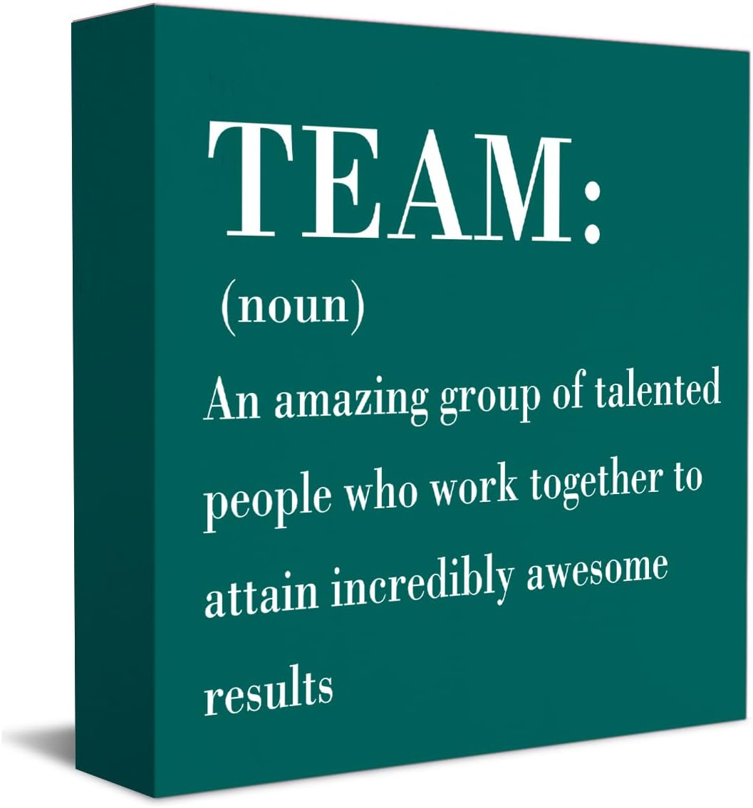 HTBIG Rustic Green Wooden Team Sign, Office Desk Decor