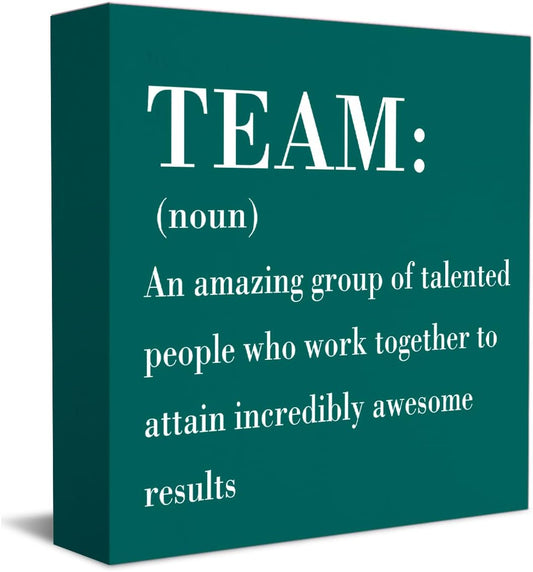 HTBIG Rustic Green Wooden Team Sign, Office Desk Decor