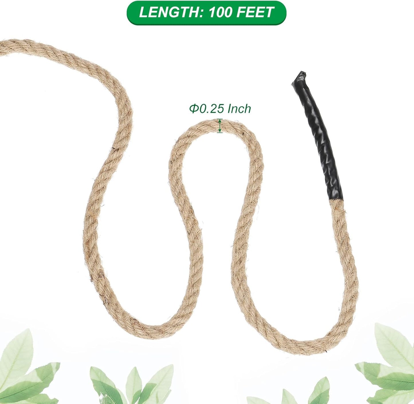 PATIKIL 1/4" x 100 Ft Twisted Manila Rope Jute Rope Natural Thick Jute Rope Twine Burlap Rope for Docks Railings Bundling Craft Tug of War Decorating