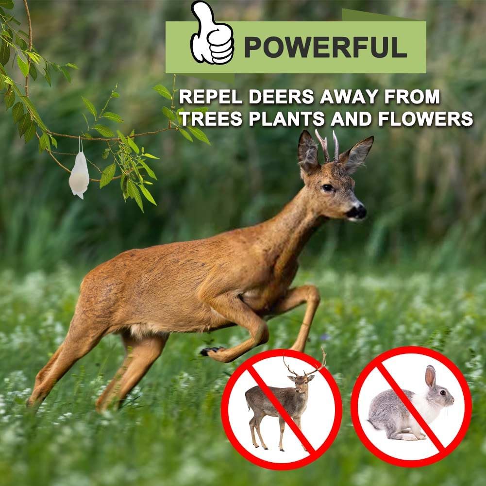Deer Repellent, Rabbit Repellent Outdoor, Deer Deterrent for Plants, Keep Rabbits Out of Backyard, Deer and Rabbit Repellant, Deer Repellant Balls for Flowers Shrubs & Trees-8 Packs