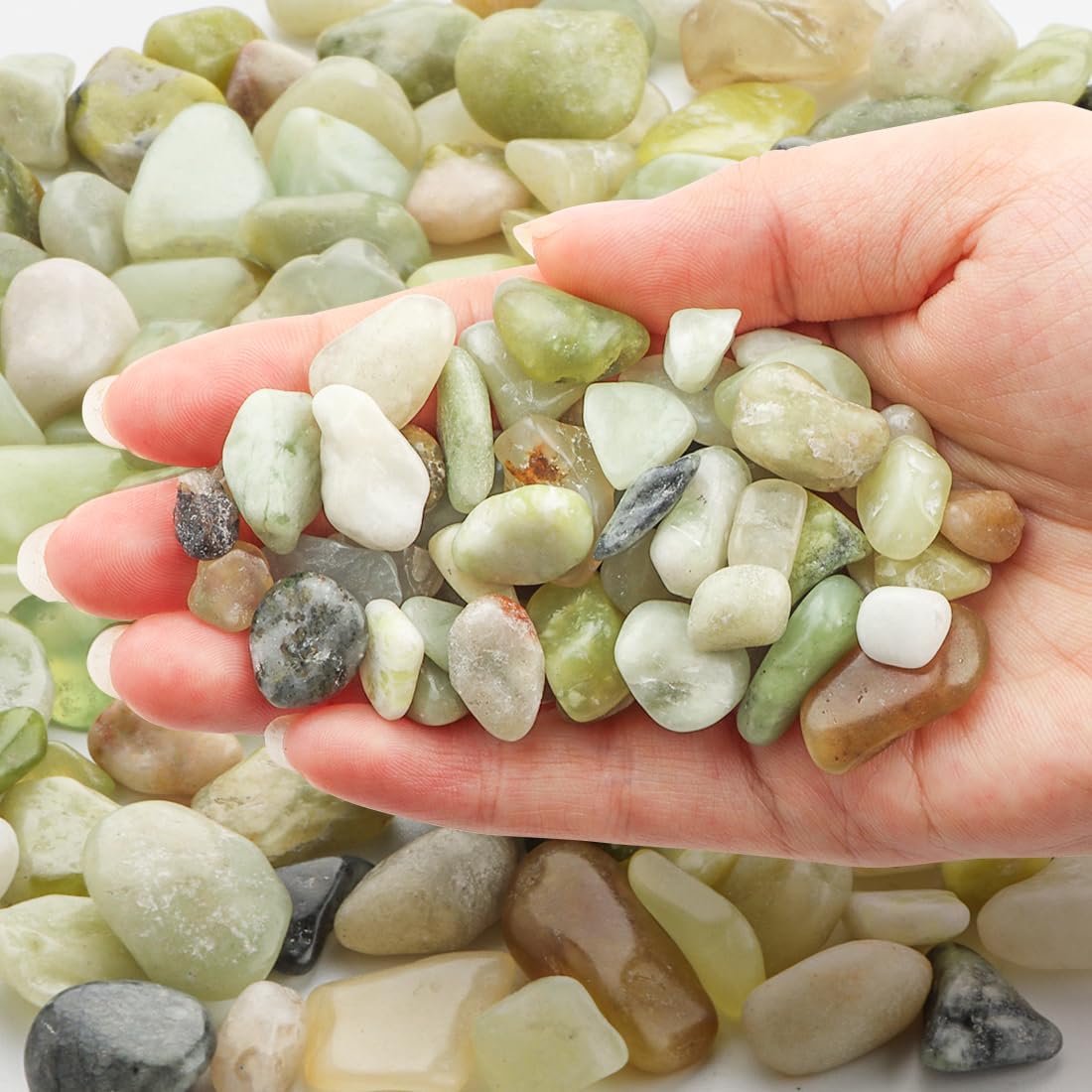 River Rocks 5 Lbs, 3/8 Inch Jade Pea Gravel, Rocks for Plants Indoor, Stones for Garden Landscaping, Vase Filler, Smooth Gravel Filler for Succulents, Cactus, Fish Tank and Vases