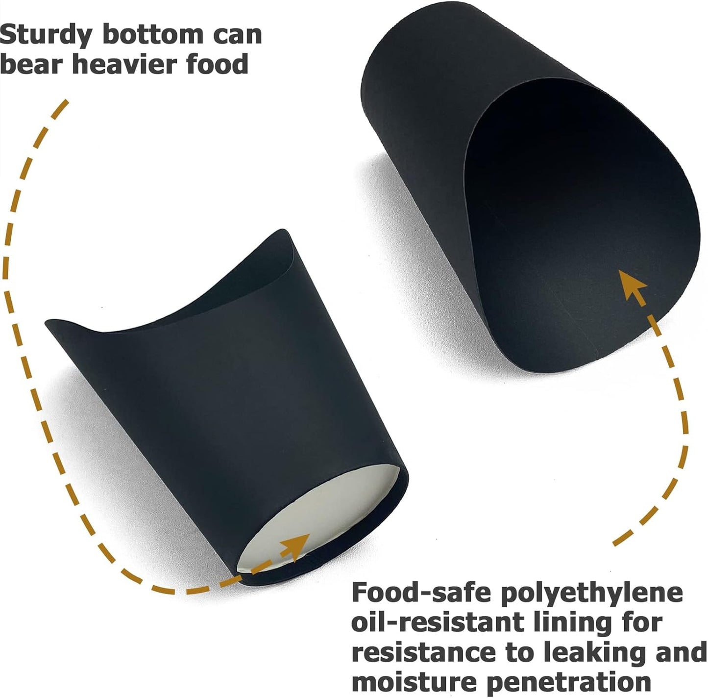 CAMKYDE 50 Pcs French Fries Holder, 14oz Disposable Paper French Fry Cups Charcuterie Cups for all Occasions (14oz, Black)