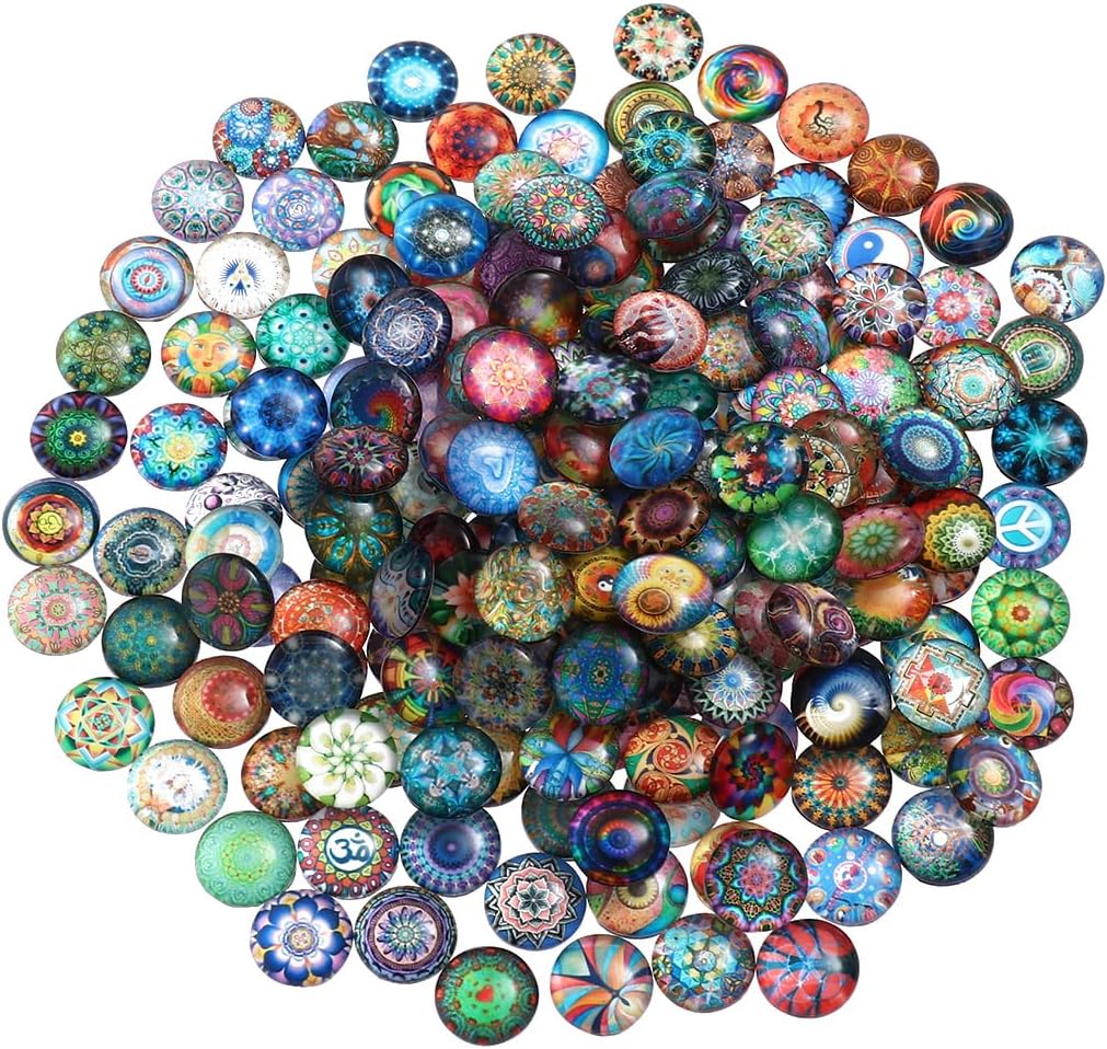 200pcs 12mm Mixed Round Mosaic Tiles for Crafts Glass Mosaic Supplies Flat Marbles,Glass gems for Crafts,Glass Tiles for Jewelry Making