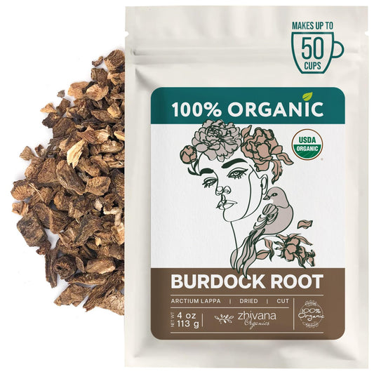 Premium Burdock Root Organic (4oz.) – Great Burdock Tea Loose - Raiz de Bardana Organica – Support Digestion, Liver, Gut Health