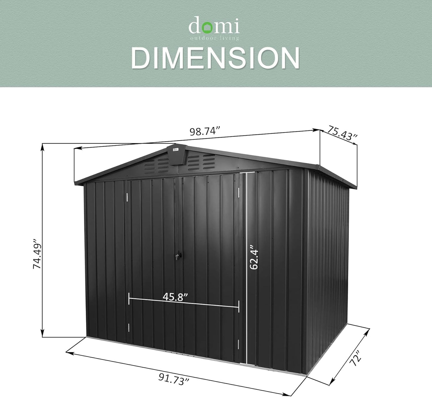 Domi Outdoor Storage Shed 8.2' x 6.2', Metal Steel Utility Tool Shed Storage House with Double Lockable Doors & Air Vent for Backyard Garden Patio Lawn