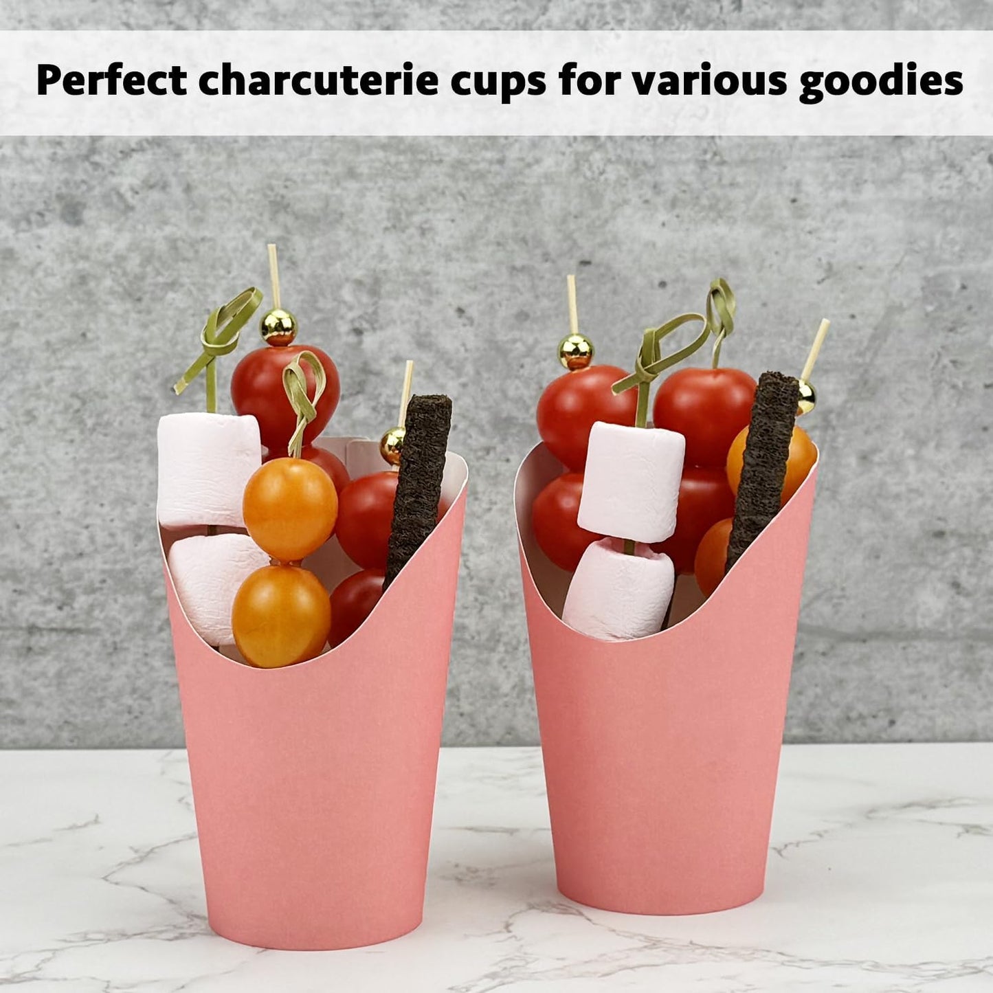 CAMKYDE 50 Pcs French Fries Holder, 12oz Disposable Paper French Fry Cups Charcuterie Cups for all Occasions (12oz, Pink)