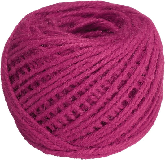 uxcell 164 Feet Natural Jute Twine String,3mm Thin Garden Twine Rope Colored Plant String Cord for DIY Art Crafts Gift Wrapping Decoration Packing Gardening Plant Hanger,Rose Red