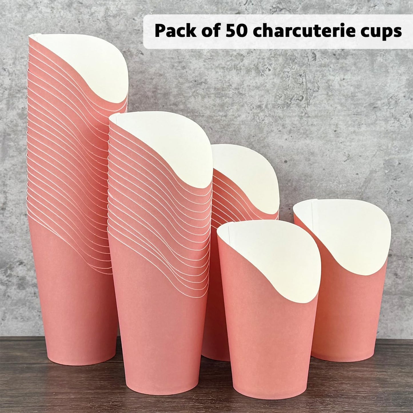 CAMKYDE 50 Pcs French Fries Holder, 12oz Disposable Paper French Fry Cups Charcuterie Cups for all Occasions (12oz, Pink)