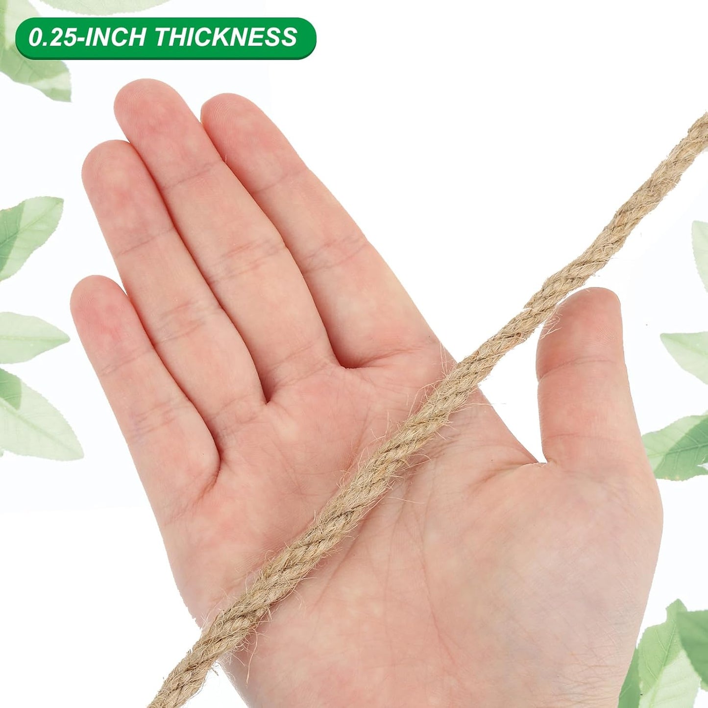 PATIKIL 1/4" x 50 Ft Twisted Manila Jute Rope Natural Thick Twine for Docks, Railings, Bundling, Craft, Tug of War, Decorating