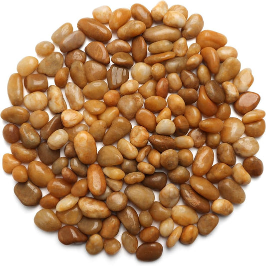 5 Lbs River Rocks for Plants,0.8-1.5 Inch Decorative Ornamental Pebbels, High Polished Stones for Garden Landscaping, Smooth Gravel Filler for Outdoor Plants, Succulents, Fish Tank and Vases, Yellow