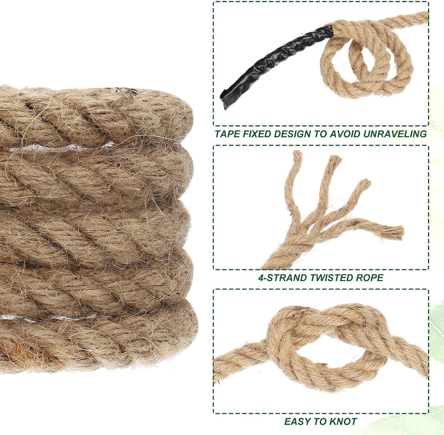 PATIKIL 1" x 50 ft Twisted Manila Rope Jute Ropes Natural Thick Jute Twine Burlap for Docks Railings Bundling Craft Tug of War Decorating