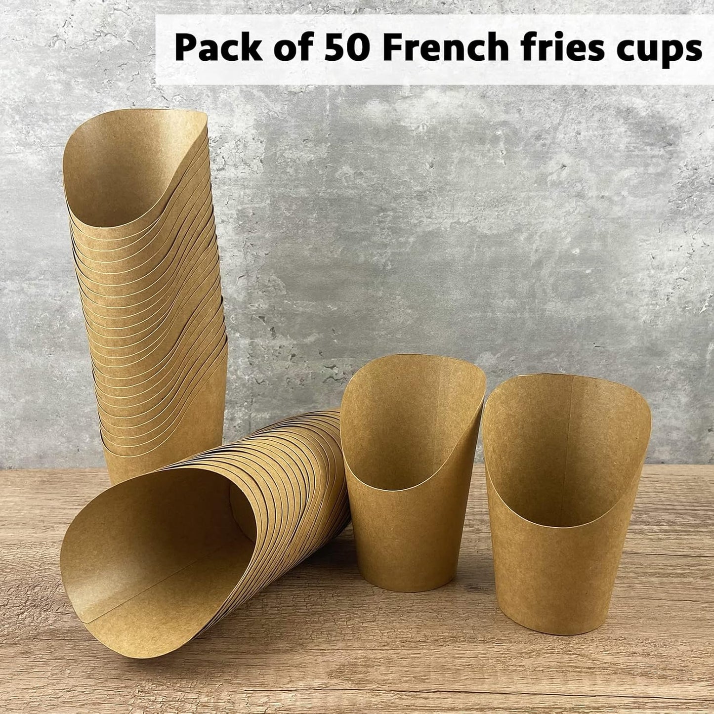 CAMKYDE 50 Pcs French Fries Holder, 14oz Disposable Paper French Fry Cups Charcuterie Cups for all Occasions (14oz)