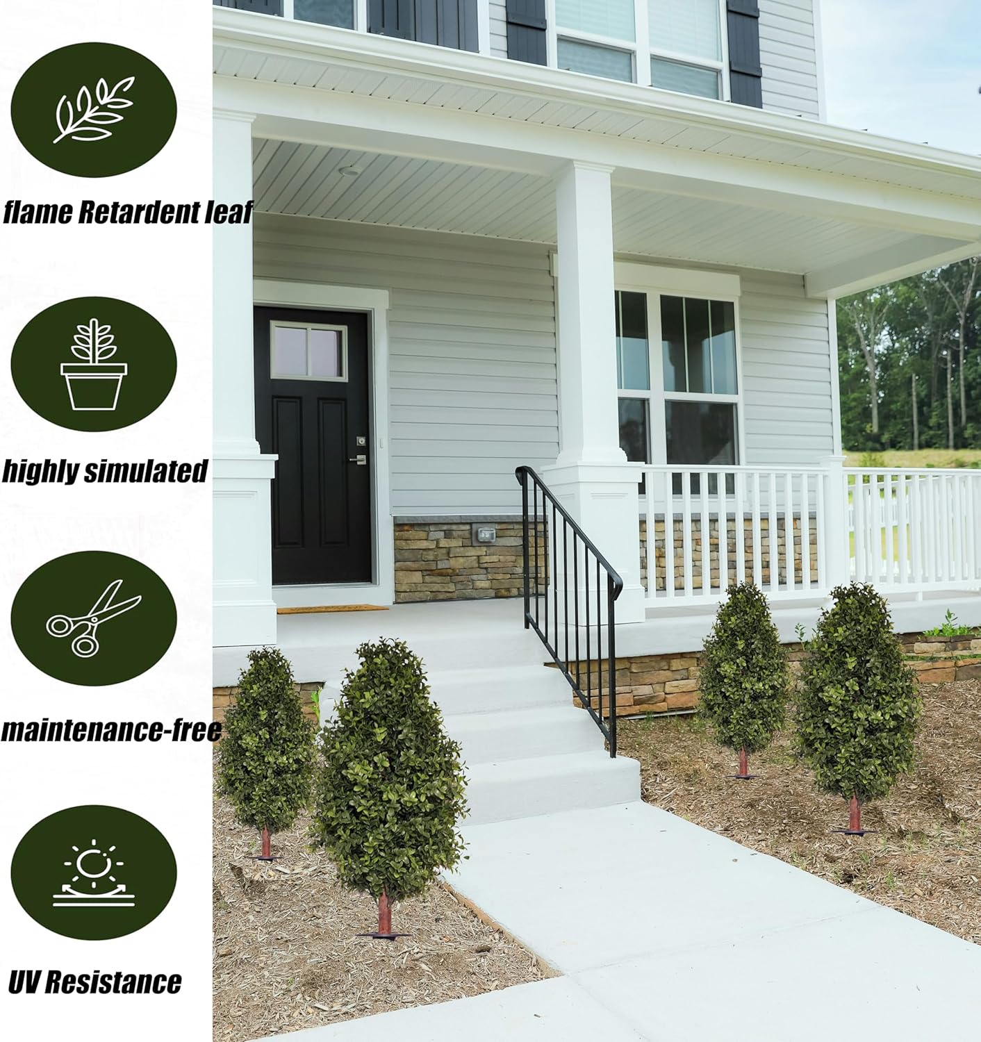 3FT Artificial Boxwood Bush Topiary Tree UV Resistance Rated with Spike. Easy to Push in The Ground.Plant Looks Great in a Planter Anywhere. Indoor/Outdoor Decor 2 Pack