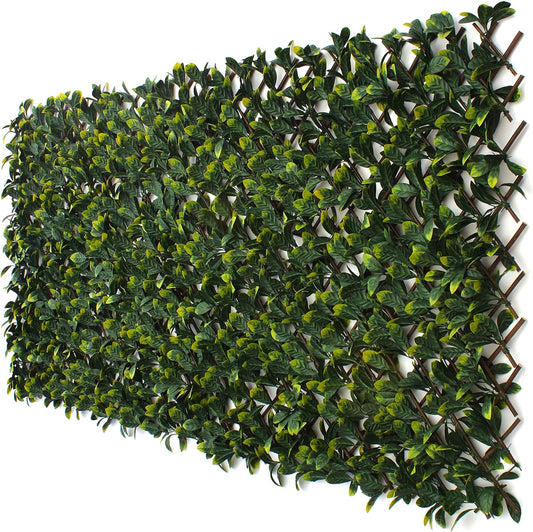 Laurel Leaf Trellis - Expandable Faux Privacy Fence - Lattice Panels for Outside - Bamboo Wood Trellis - Ivy Privacy Fence - Bamboo Trellis/Wall Trellis for Artificial Green Wall (1, Laurel)